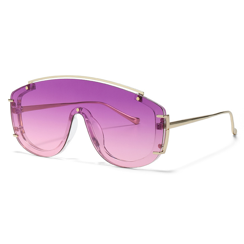 Predimenzionirane jednodijelne sunčane naočale sa metalnim klinovima, ravni gornji štit za žene Istaknuta slika