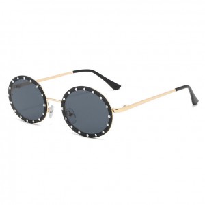 Round Sunglasses Rhinestone Metal Frame Rimless Sun Shades foar froulju