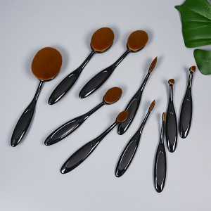DM professional private label 10pcs black vegan makeup brush set with resin handle cosmetic foundation brushes custom logo