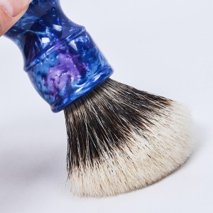 Dongshen high quality natural sturdy two band badger hair resin handle custom logo men wet shaving brush