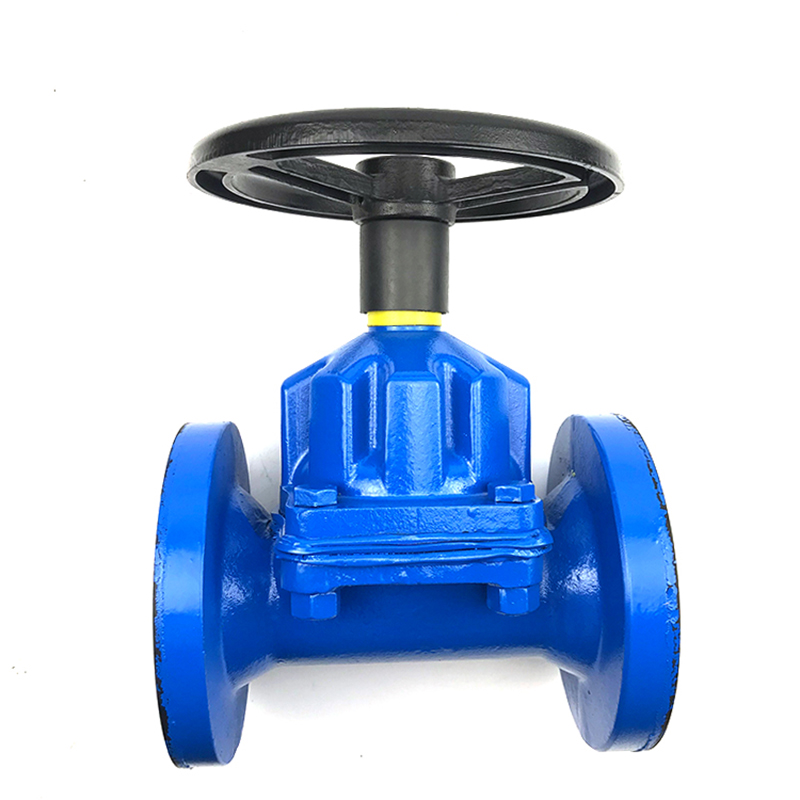 Membranski ventil z dvigajočim se drogom (modra) Prikazana slika