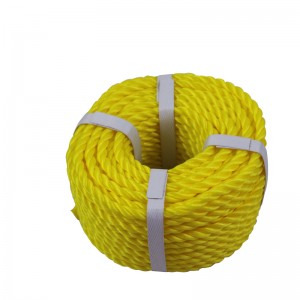 3 strand twisted polyethylene plastic twine tiger rope yellow color