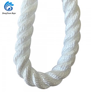 Natural Color White 3/4 Strands Twisted 6-40mm Polyester /Nylon Rope for Mooring Use