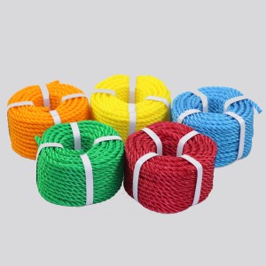 3 સ્ટ્રાન્ડ ટ્વિસ્ટેડ પોલિઇથિલિન પ્લાસ્ટિક સૂતળી વાળ દોરડું પીળો અને કાળો રંગ