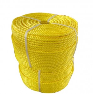 Ryškiai geltona PP virvė, kurios dydis 10 mm