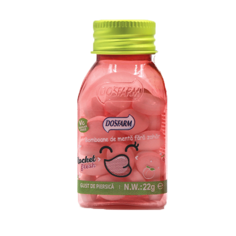 22g Daidaitacce Vitamin C Sugar Kyauta Mafi ƙarfi Mints Peach Musamman Flavor OEM ODM sabis na Mints cikakken hotuna