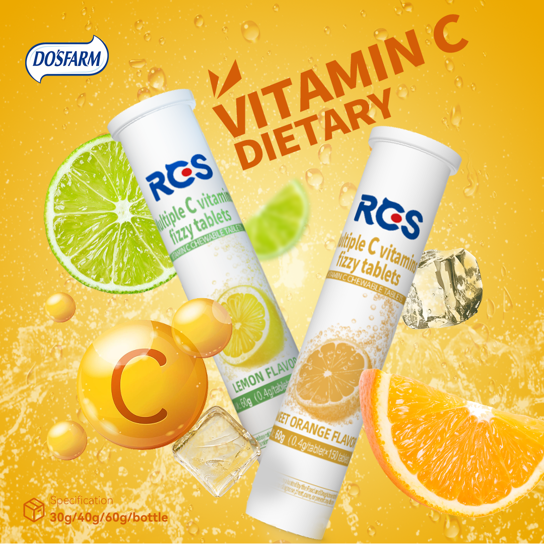 DOSFARM Customized Nutrition Manufacturer Healthy Candy VC Tablets Lemon dietary supplement 60g ຜູ້ສົ່ງອອກ