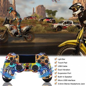 PS-4 Wireless Controller Compatible with PS-4/Pro/Slim/PC,with Dual Vibration Game Remote-1000mAh