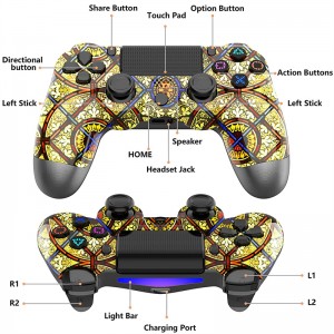 Wireless Controller for PS4, Replacement for PS4 Controller with Built-in 1000mAh Rechargeable Battery(Golden)