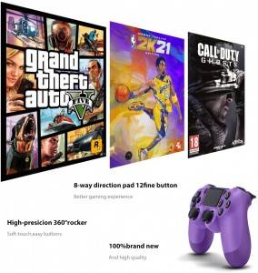 PS4 Controller Game Controller for PS4 (Electric Purple), Dual Vibration Compatible with Windows PC & Android OS, Wireless Bluetooth Controller for Playstation 4