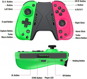 Switch Controller for Nintendo Joycon Controller with Macro,Motion Control, Alternative for Switch Joycon Control, Replace for Joycon Switch(Green&Pink)