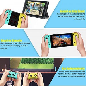 Joy Con Controller Compatible for Nintendo Switch, Wireless Controllers Compatible for Switch Lite, Replacement Compatible for Switch Joy Pad, Motion Control, Yellow and Green with Grip