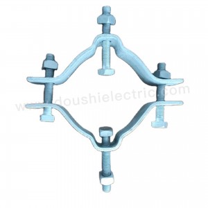 Overhead Transmission Line Fittings Pole Fastening Clamp Hot Dip Galvanized Steel RL Pole Clamp