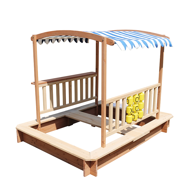 Wooden Sandpit w/ Cover Canopy Convertible Bench Seat Bottom Liner Featured Image