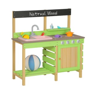 Hot Selling Kid Outdoor Playground Wood Mud Play Kitchen set toy mo nga kotiro