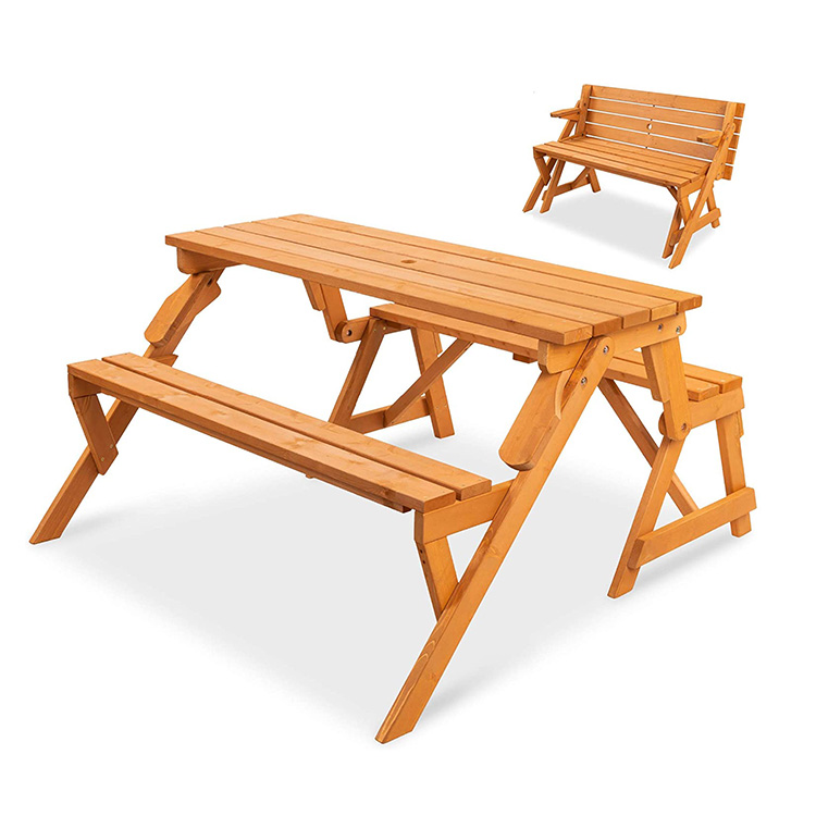 Mesa de banco portátil al aire libre plegable de madera 2 en 1 Juego de picnic Imagen destacada