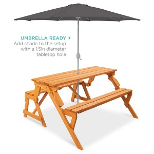 Mesa de banco portátil al aire libre plegable de madera 2 en 1 juego de picnic