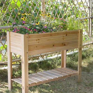 Wood Planter Box for Flower Vegetable Grow
