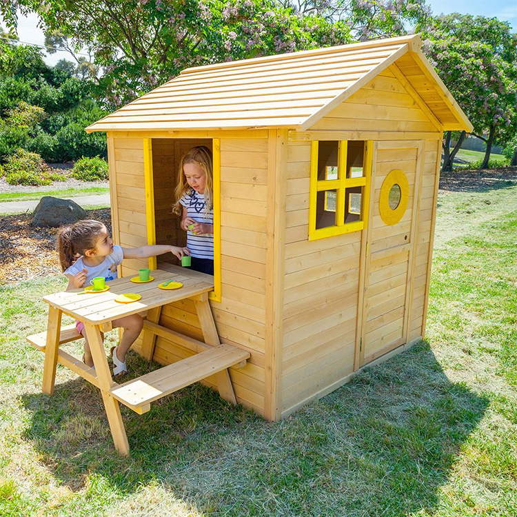 Kids Outdoor Wood Cubby House ការដឹកជញ្ជូននៅប្រទេសចិន