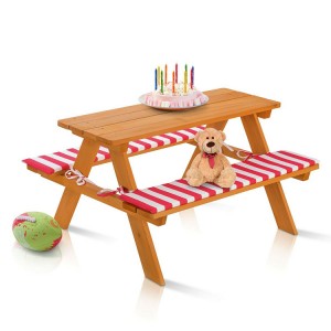 Bangku dan meja Piknik Kayu Luar Ruangan untuk Furnitur Taman Anak-anak Bermain Anak