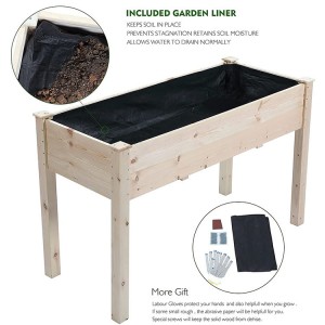 Easy Assembly Garden Wooden Elevated Wood Planter Box Kit for Vegetable Flower Herb Gardening Backyard