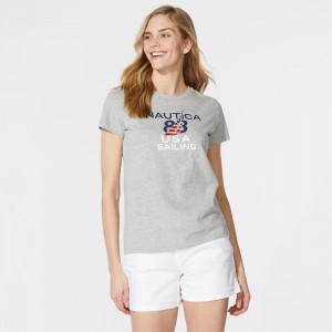 CLASSIC FIT USA SAILING FLAG GRAFIC T-SHIRT LADY STYLES SUPPLIER ÇIN