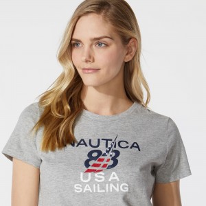 CLASSIC FIT USA SAILING FLAG GRAPHIC T-SHIRT LADY STYLES SUPPLIER CHINA