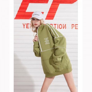 2021 autumn winter Hip hop women fleece streetwear pullover half zipper Drop Shoulder oversized hoodie