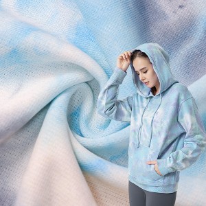 Fashion Tie Dye Diverse farger Varm fransk strikket 100% polyester fleece frottéstoff For håndkle Hettegenser klær