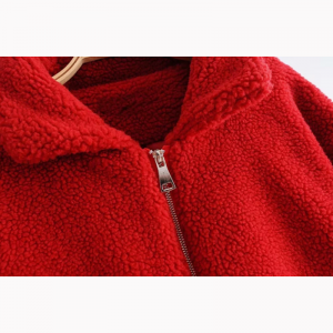 2021 Fashion zips veľké vrecko krátky kabátik z jahňacej kože dámska jesenná zimná bunda