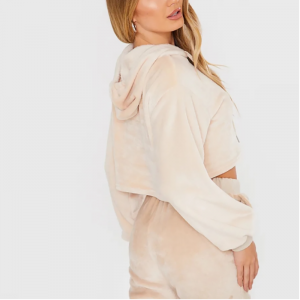 ເສື້ອຢືດຊຸດເສື້ອຍືດຍາວ Custom Pullover Ladies Long Sleeve Terry Crop Top 2021 Women Cropped Hoodie training set