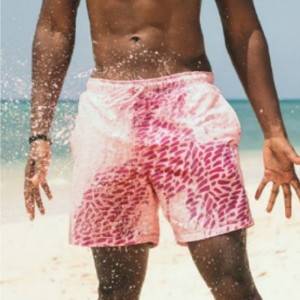 Водонепроницаемые мужские пляжные шорты персиково-саржевого цвета на заказ Oem Fashion Swim boardshort с водоактивируемыми чернилами