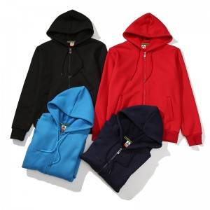 ເສື້ອຢືດ zipper hoodie ມີໂລໂກ້ທີ່ກໍາຫນົດເອງສໍາລັບຜູ້ຊາຍແລະແມ່ຍິງ