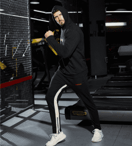Set training interlock techfleece pria dengan blok warna kontras dan jaket jogger hoodie pullover bermotif