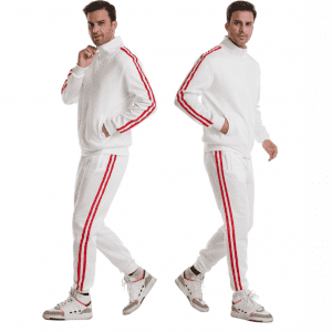 Men techfleece interlock training set na may contrast color piping at print zipper jogger jacket