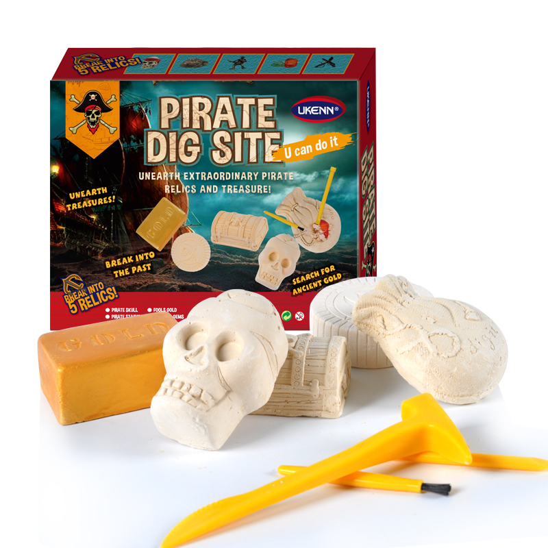 Kit de excavación de arqueología pirata, juguetes educativos, búsqueda del tesoro, excavación, descubrimiento