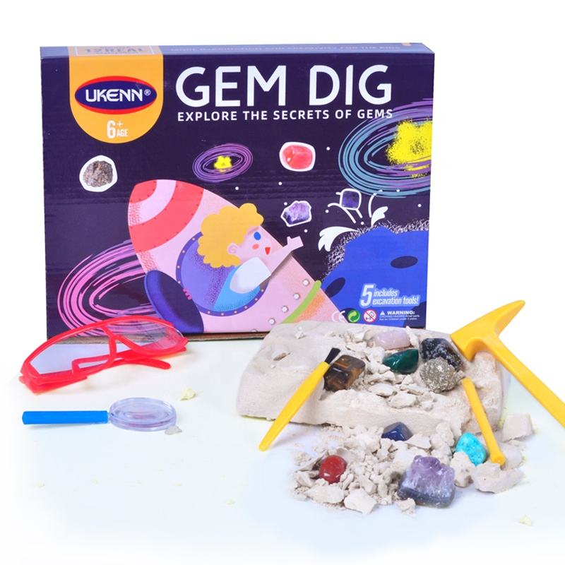 Kit de excavación de piedras preciosas, material ecológico, juguetes de descubrimiento de excavación de gemas