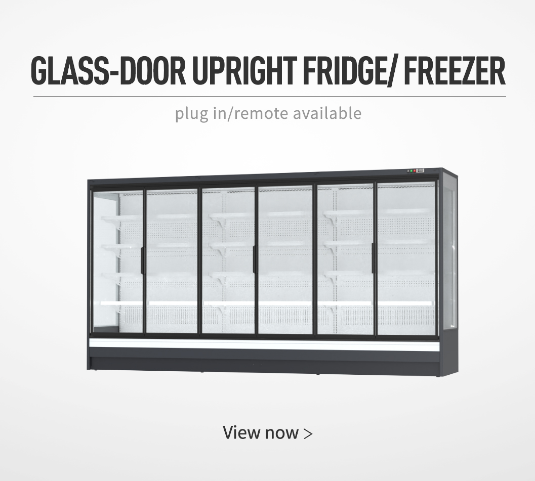 Вертикальний холодильник/морозильна камера зі скляними дверцятами