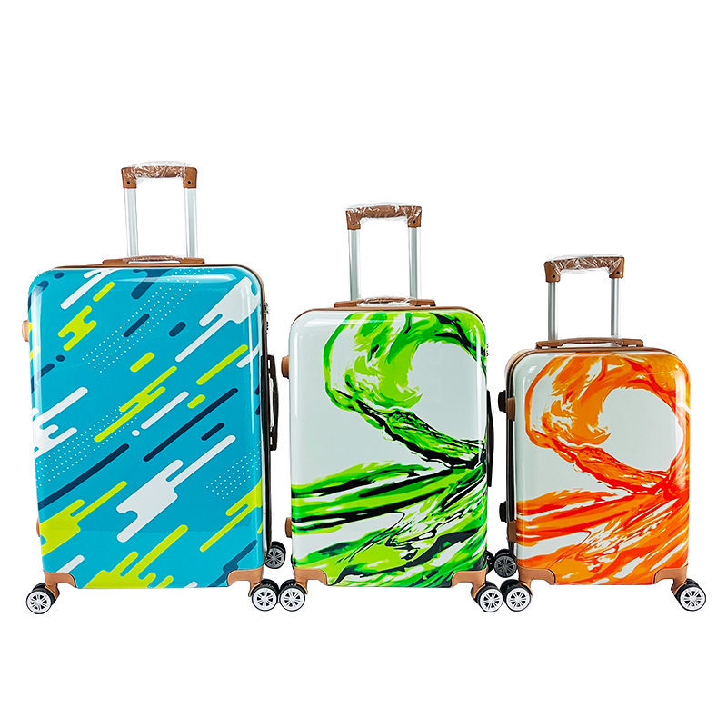 حقيبة سفر بعجلات دوارة ذات جوانب صلبة متدرجة، متعددة الألوان