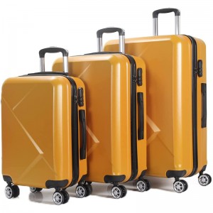 Набори багажу, 3 шт., легкий дорожній візок, валіза з твердої оболонки з АБС + ПК із 4 поворотними колесами