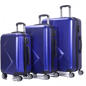 Set di valigie Trolley da viaggio leggero da 3 pezzi Valigia rigida in ABS + PC con 4 ruote girevoli