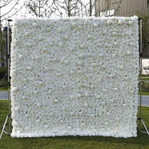 8ft x 8ft Özel 3D 5D Pembe Beyaz Ipek Şakayık Gül Ortanca Zemin Paneli Düğün Dekorasyon Yapay Çiçek Duvar