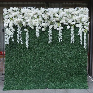 Θερινά λουλούδια τοίχου τεχνητό λευκό τριαντάφυλλο 3d σκηνικό τοίχου λουλουδιών ορτανσίας για διακόσμηση σκηνής γαμήλιων εκδηλώσεων