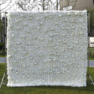 8ft x 8ft Omenala 3D 5D Pink White Silk Peony Rose Hydrengea Backdrop Panel Wedding Decoration Artificial Flower Wall