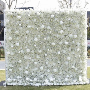 Vasaros gėlių siena dirbtinė balta rožė 3D hortenzijos gėlių sienos fonas vestuvių renginio scenos dekoravimui