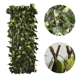 Konstgjord växt expanderbar pilstaket spaljéhäck med olika löv