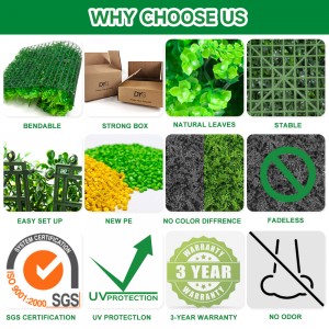 Zorg Gratis Kunstmatige Hedge Buxus Panelen Groene Plant Verticale Tuinmuur Voor Binnen Buiten Decoratie