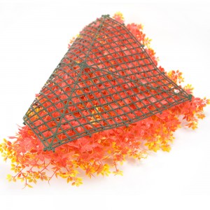 Punainen vaahteranlehti koristeellinen riippuva tekokasvi ruohoseinä vihreä lehti koristeeksi
