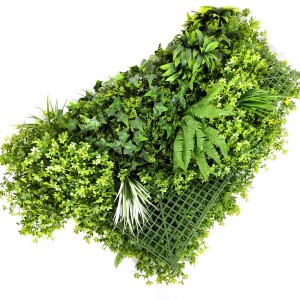 Pared de seto de vegetación artificial de 40 "x 40", pantalla de cerca de privacidad de jardín vertical, telón de fondo de planta de hiedra falsa