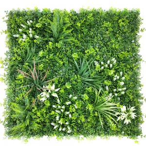 Paret vertical del jardí per a la decoració interior i exterior de plàstic amb protecció UV Panells de plantes verdes d'alta qualitat Sabor tropical
